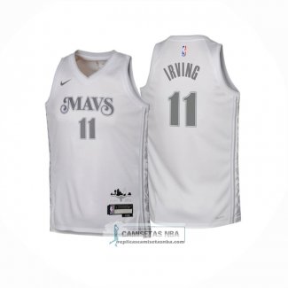 Camiseta Nino Dallas Mavericks Kyrie Irving NO 11 Ciudad 2024-25 Blanco