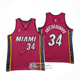 Camiseta Nino Miami Heat Giannis Antetokounmpo NO 34 Statement 2025-26 Rojo