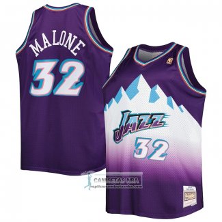 Camiseta Nino Utah Jazz Karl Malone NO 32 Mitchell & Ness 1996-97 Violeta