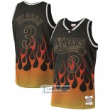 Camiseta Philadelphia 76ers Allen Iverson Flames Negro