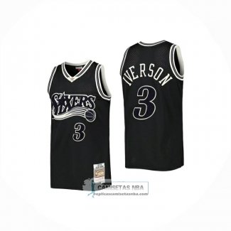 Camiseta Philadelphia 76ers Allen Iverson NO 3 Mitchell & Ness 1997-98 Negro2