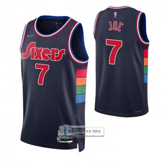 Camiseta Philadelphia 76ers Isaiah Joe NO 7 Ciudad 2021-22 Azul