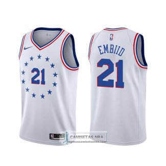 Camiseta Philadelphia 76ers Joel Embiid Earned Blanco