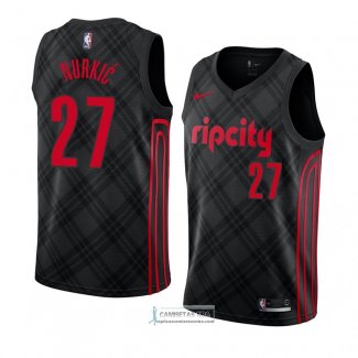 Camiseta Portland Trail Blazers Jusuf Nurkic Ciudad 2018 Negro