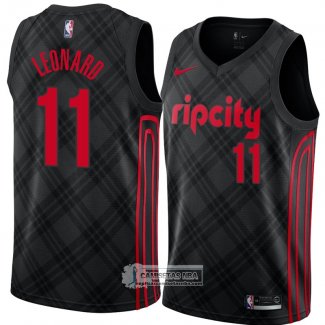 Camiseta Portland Trail Blazers Meyers Leonard Ciudad 2018 Negro