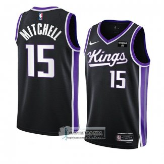 Camiseta Sacramento Kings Davion Mitchell NO 15 Icon 2023-24 Negro