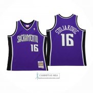 Camiseta Sacramento Kings Peja Stojakovic NO 16 Mitchell & Ness 2002-03 Violeta