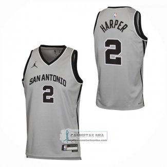 Camiseta San Antonio Spurs Dylan Harper NO 2 Statement 2025-26 Gris