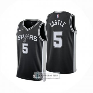 Camiseta San Antonio Spurs Stephon Castle NO 5 Icon 2024-25 Negro