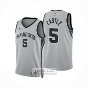 Camiseta San Antonio Spurs Stephon Castle NO 5 Statement 2025-26 Gris