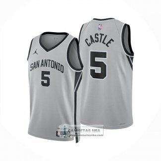 Camiseta San Antonio Spurs Stephon Castle NO 5 Statement 2025-26 Gris
