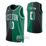 Camiseta Boston Celtics Jayson Tatum NO 0 Split Negro Verde