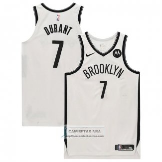 Camiseta Brooklyn Nets Kevin Durant NO 7 Association Autentico Blanco