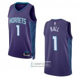 Camiseta Charlotte Hornets LaMelo Ball NO 1 Statement 2022-23 Violeta