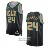 Camiseta Charlotte Hornets Mason Plumlee NO 24 Ciudad 2022-23 Negro