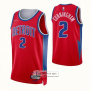 Camiseta Detroit Pistons Cade Cunningham NO 2 Ciudad 2021-22 Rojo