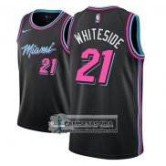 Camiseta Heat Hassan Whiteside Ciudad 2018 Negro