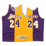 Camiseta Los Angeles Lakers Kobe Bryant NO 24 Mitchell & Ness 1996-97 Split Amarillo Violeta