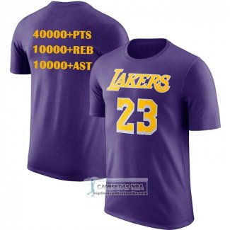 Camiseta Manga Corta Los Angeles Lakers James NO 23 Commemorative Violeta1
