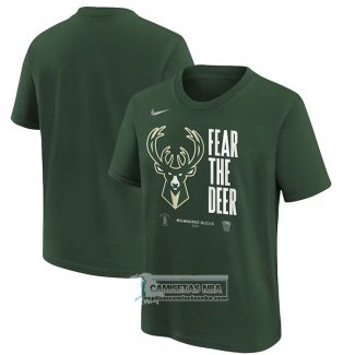 Camiseta Manga Corta Milwaukee Bucks 2023 NBA Playoffs Mantra Verde