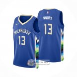 Camiseta Milwaukee Bucks Jordan Nwora NO 13 Ciudad 2022-23 Azul