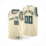 Camiseta Milwaukee Bucks Personalizada Ciudad 2025-26 Crema