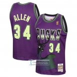 Camiseta Milwaukee Bucks Ray Allen Mitchell & Ness 1996-97 Violeta