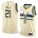 Camiseta Milwaukee Bucks Tony Snell Ciudad 2018 Crema