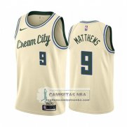 Camiseta Milwaukee Bucks Wesley Matthews Ciudad Crema