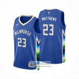 Camiseta Milwaukee Bucks Wesley Matthews NO 23 Ciudad 2022-23 Azul