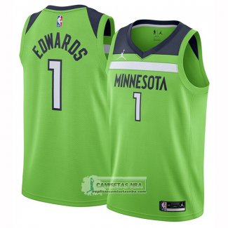 Camiseta Minnesota Timberwolves Anthony Edwards Towns NO 1 Statement 2020-21 Verde