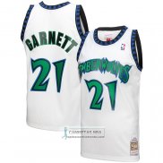 Camiseta Minnesota Timberwolves Kevin Garnett NO 21 Mitchell & Ness 1997-98 Blanco