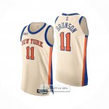Camiseta New York Knicks Jalen Brunson NO 11 Ciudad Authentic 2025-26 Crema