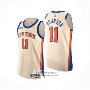 Camiseta New York Knicks Jalen Brunson NO 11 Ciudad Authentic 2025-26 Crema