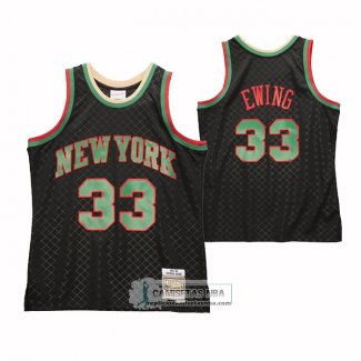 Camiseta New York Knicks Patrick Ewing NO 33 Mitchell & Ness 1991-92 Negro