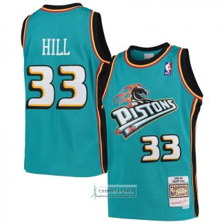 Camiseta Nino Detroit Pistons Grant Hill NO 33 Mitchell & Ness 1998-99 Hardwood Classics Verde
