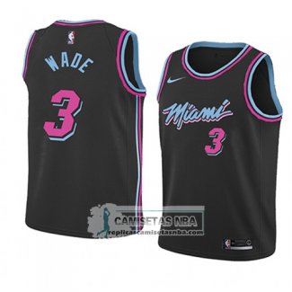 Camiseta Nino Miami Heat Dwyane Wade Ciudad 2018 19 Negro