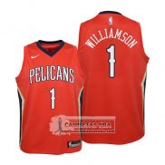 Camiseta Nino New Orleans Pelicans Zion Williamson Statement 2019 Rojo
