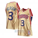 Camiseta Philadelphia 76ers Allen Iverson NO 3 Mitchell & Ness 1996-97 Oro