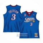 Camiseta Philadelphia 76ers Allen Iverson NO 3 Mitchell & Ness 2001-02 Azul