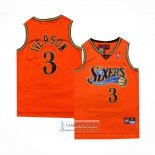 Camiseta Philadelphia 76ers Allen Iverson NO 3 Retro Naranja