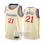 Camiseta Philadelphia 76ers Joel Embiid Ciudad 2019-20 Cream