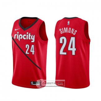 Camiseta Portland Trail Blazers Anfernee Simons Earned Rojo