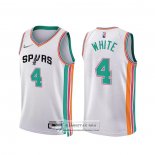 Camiseta San Antonio Spurs Derrick White NO 4 Ciudad 2021-22 Blanco