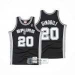 Camiseta San Antonio Spurs Manu Ginobili NO 20 Mitchell & Ness 2002-03 Negro