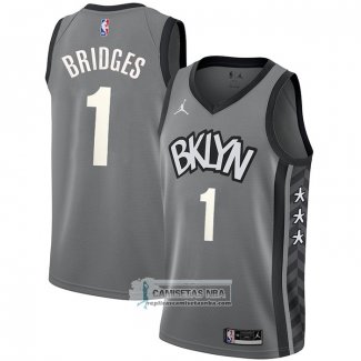 Camiseta Brooklyn Nets Mikal Bridges NO 1 Statement Gris