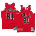 Camiseta Chicago Bulls Dennis Rodman NO 91 Mitchell & Ness 1997-98 NBA Finals Rojo