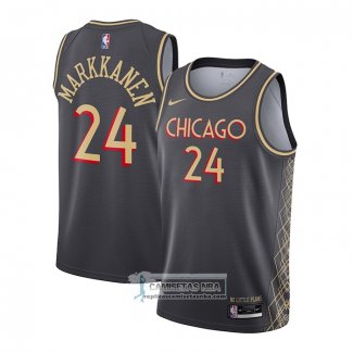 Camiseta Chicago Bulls Lauri Markkanene Ciudad 2020-21 Gris