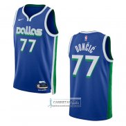 Camiseta Dallas Mavericks Luka Doncic NO 77 Ciudad 2022-23 Azul