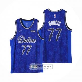 Camiseta Dallas Mavericks Luka Doncic NO 77 Fashion Royalty Azul